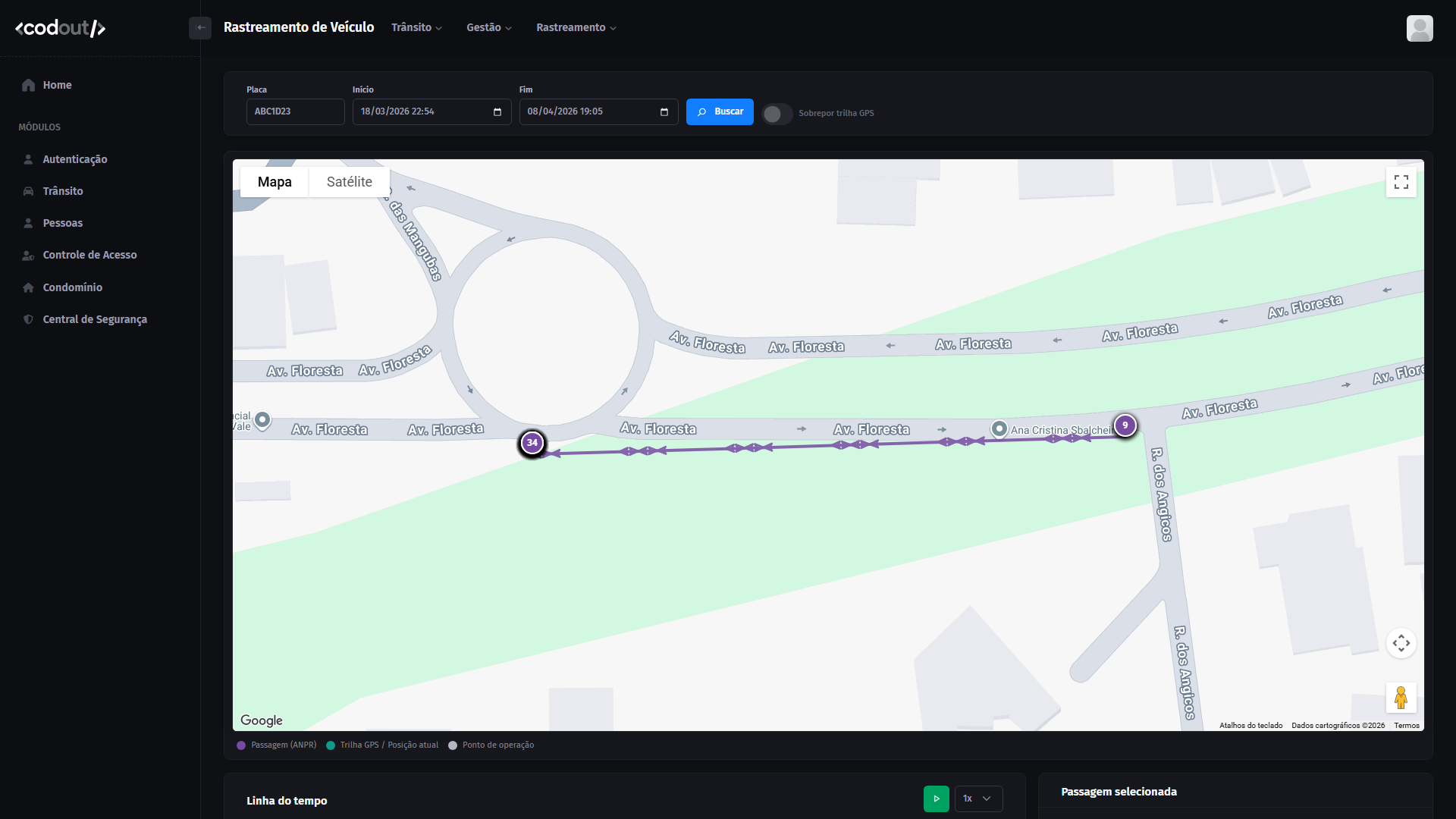 Rastreamento no mapa